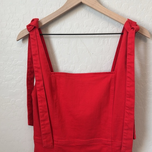 Alice + Olivia Maryann Denim Tie Shoulder Mini Dress Size 10 - Picture 3 of 9